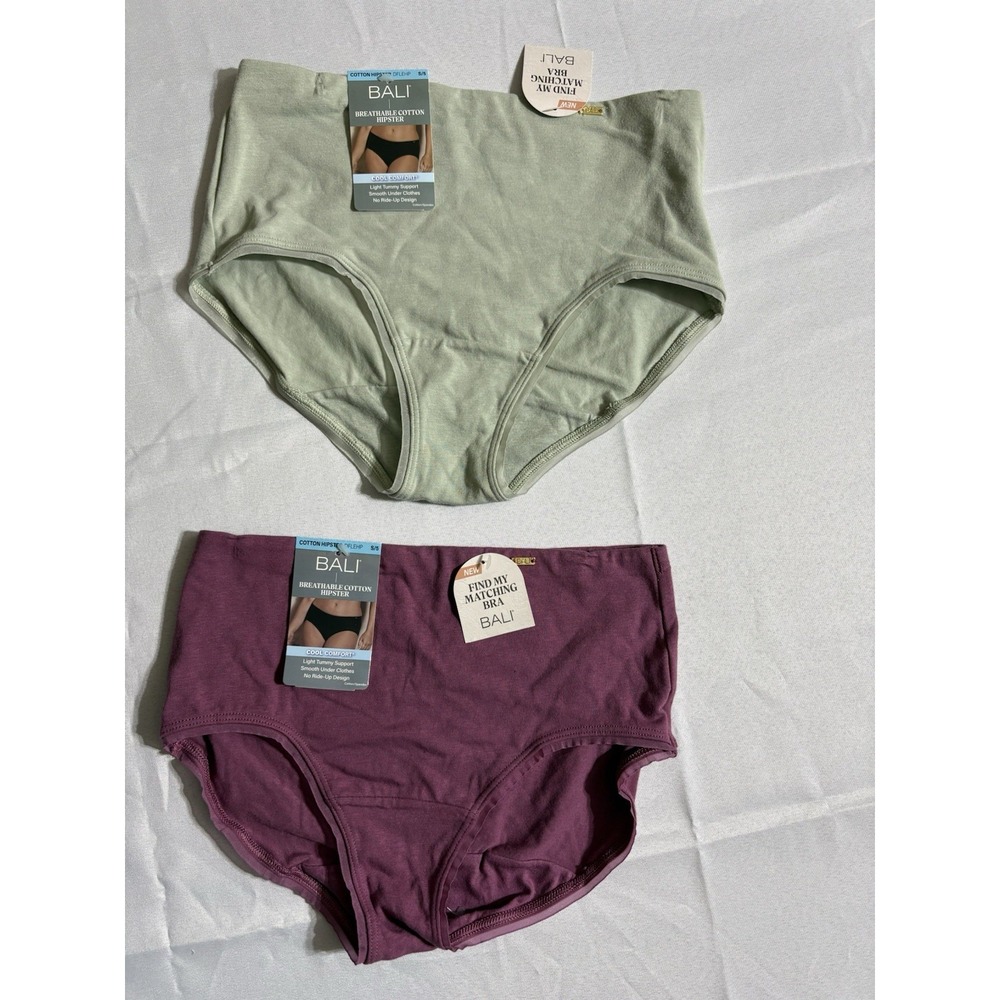 NEW Bali Breathable Cotton Hipster Panty DFLEHP Women's Size Small 2 Pair Bail